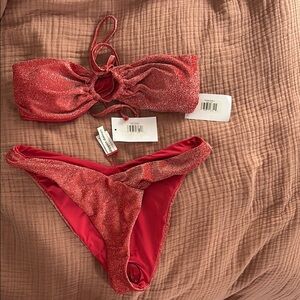 Dippin Daisys Shimmery Red Bikini Set